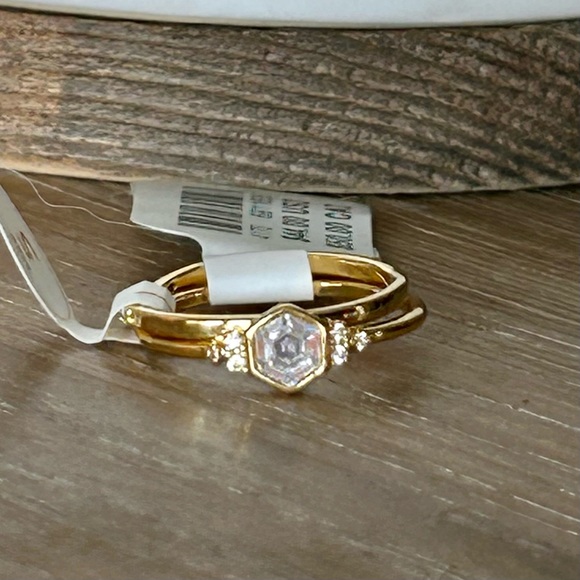 Anthropologie Hexagonal Crystal Ring Set✨ - Picture 5 of 11